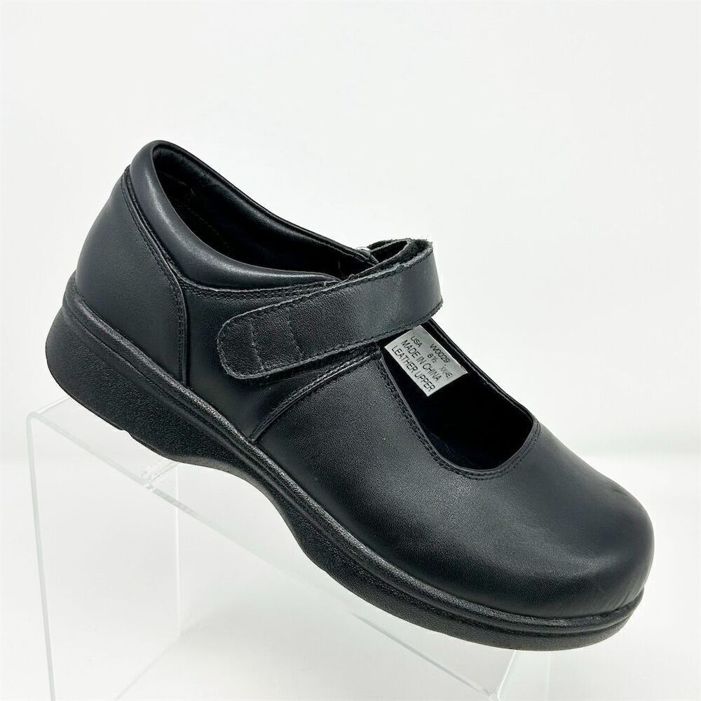 Propét Women's Mary Jane Walker Black Leather Comfort Shoes Size 8.5 4E